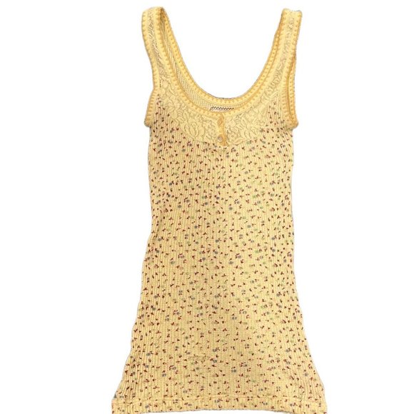Free People Tops - Free people yellow flower tank top size medium